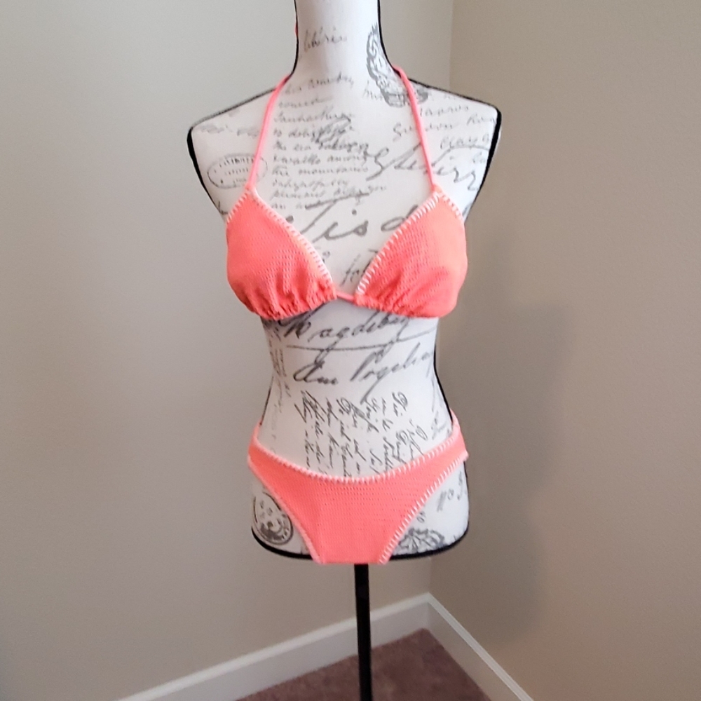 Custom made bright orange bikini. Med/Large